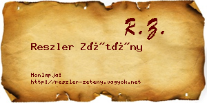 Reszler Zétény névjegykártya